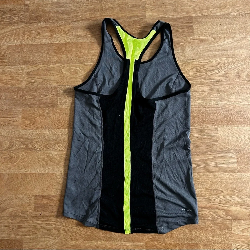 Nike grey and green dri-fit activewear tank top Size S
